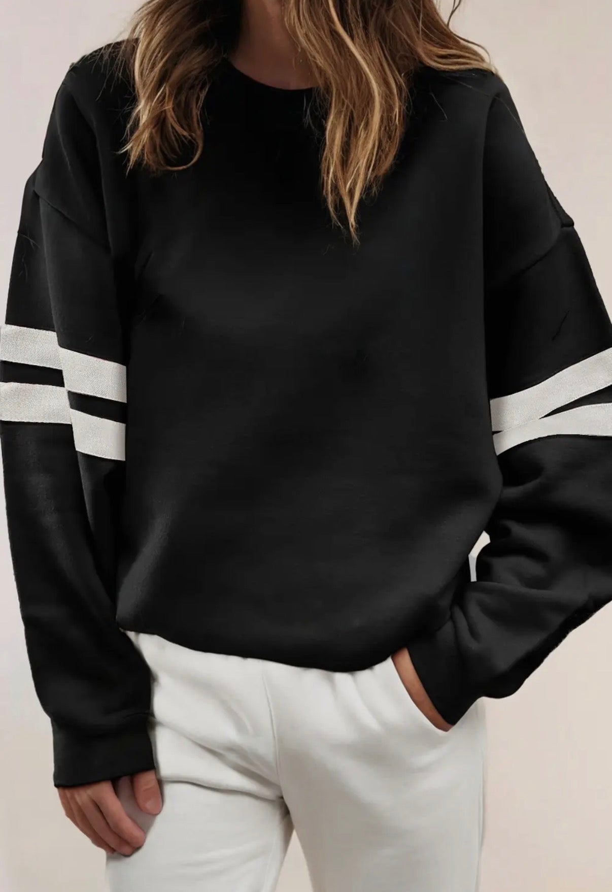 Striped Detail Drop Shoulder
Oversized Boyfriend