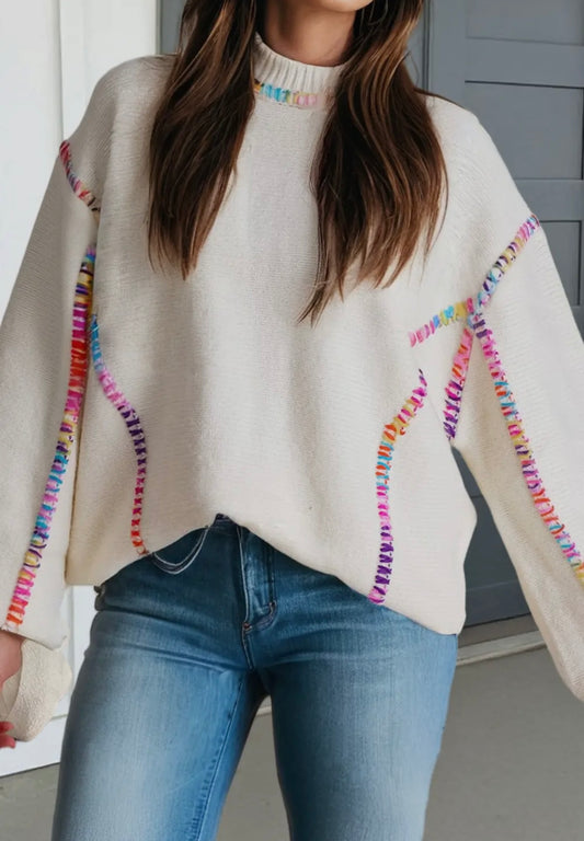 Color Block Stitching
Bishop Sleeve Sweater