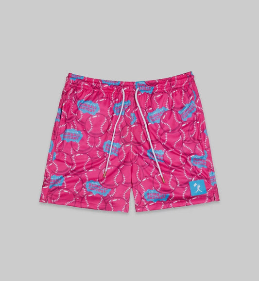 Baseballism Gumball Factory Diamond Air Mesh Shorts (Pink)-Youth