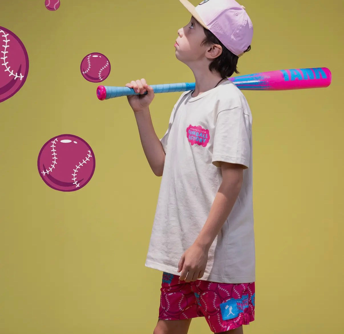 Baseballism Gumball Factory Diamond Air Mesh Shorts (Pink)-Youth